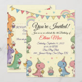 Dinosaur Adventure Verjaardag Uitnodiging (Voorkant / Achterkant)