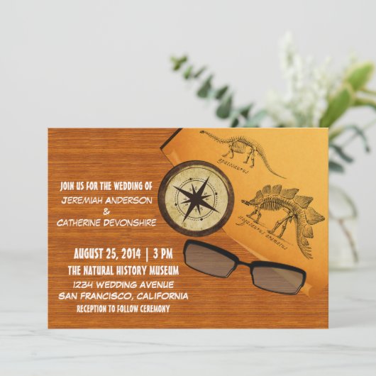 Dinosaur Adventure Wedding Invitation Kaart (Staand voorkant)