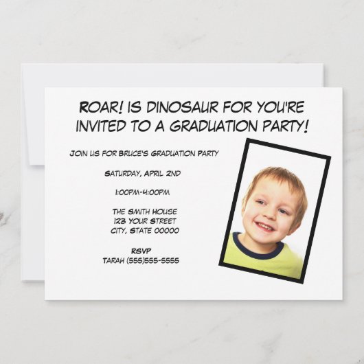 Dinosaur Afstuderen Funny Personaliseer Foto Aankondiging (Achterkant)