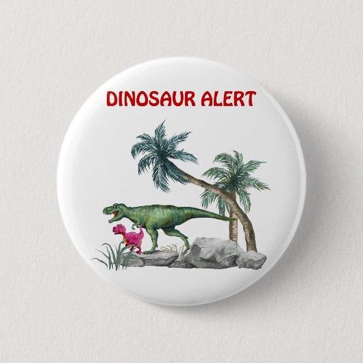 Dinosaur Alert Ronde Button 5,7 Cm (Voorkant)