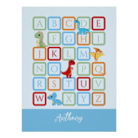 Dinosaur Alfabet blauw monogram