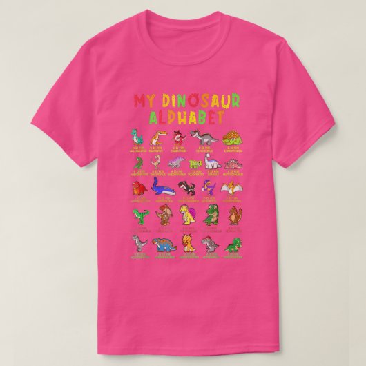 Dinosaur Alphabet Dino Abc For Kids Boys Men Women T-shirt (Design voorkant)