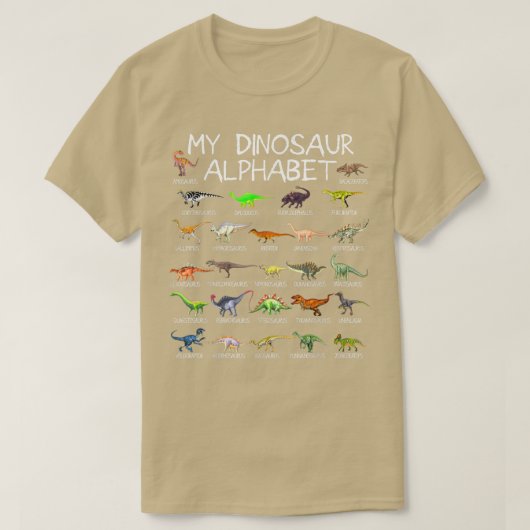 Dinosaur Alphabet Dino ABC voor kinderen Jonge Man T-shirt (Design voorkant)