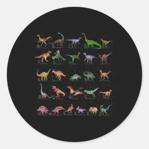 Dinosaur Alphabet Ronde Sticker