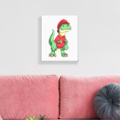 Dinosaur als brandweerman met brandhelm canvas afdruk (Insitu (Woonkamer))