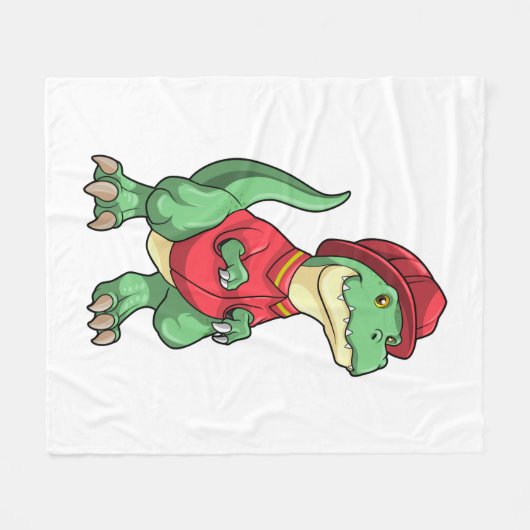 Dinosaur als brandweerman met brandhelm fleece deken (Voorkant (Horizontaal))