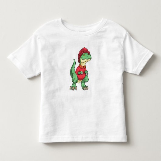 Dinosaur als brandweerman met brandhelm kinder shirts (Voorkant)