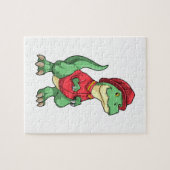 Dinosaur als brandweerman met brandhelm legpuzzel (Horizontaal)