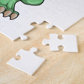 Dinosaur als brandweerman met brandhelm legpuzzel (Zijkant)