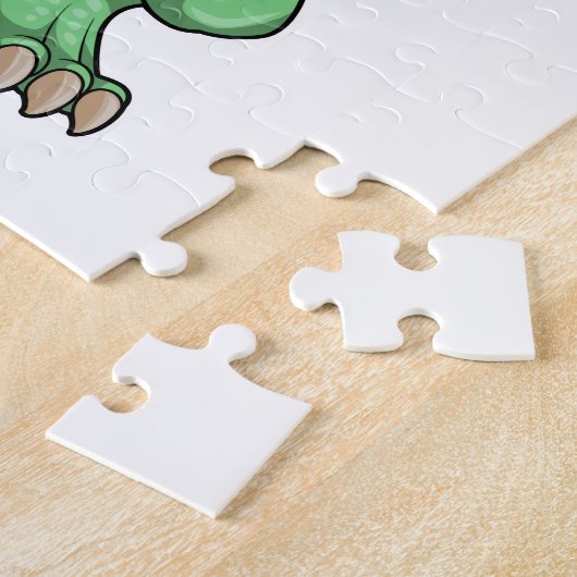 Dinosaur als brandweerman met brandhelm legpuzzel (Zijkant)