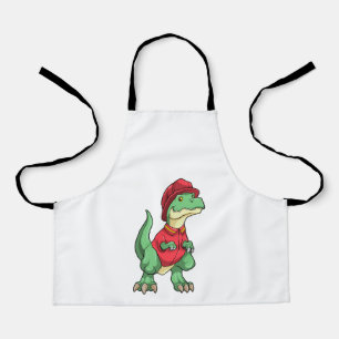 Dinosaur als brandweerman met brandhelm schort