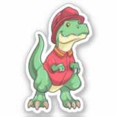 Dinosaur als brandweerman met brandhelm sticker (Voorkant)