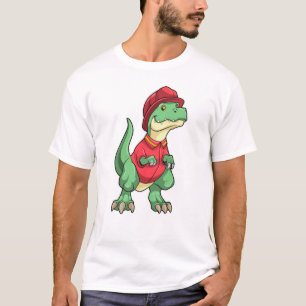 Dinosaur als brandweerman met brandhelm t-shirt