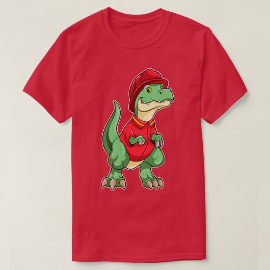 Dinosaur als brandweerman met brandhelm t-shirt (Design voorkant)