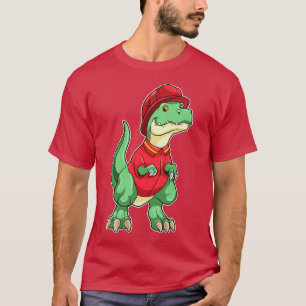 Dinosaur als brandweerman met brandhelm t-shirt