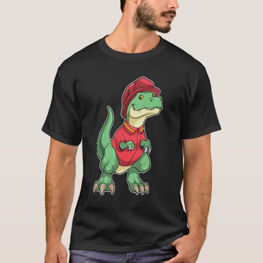 Dinosaur als brandweerman met brandhelm t-shirt (Voorkant)
