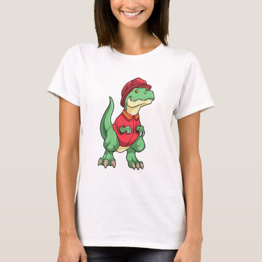 Dinosaur als brandweerman met brandhelm t-shirt (Voorkant)
