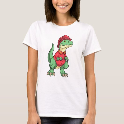 Dinosaur als brandweerman met brandhelm t-shirt (Voorkant)