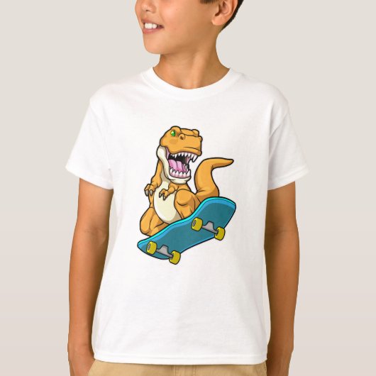 Dinosaur als Skater met Skateboard T-shirt (Voorkant)