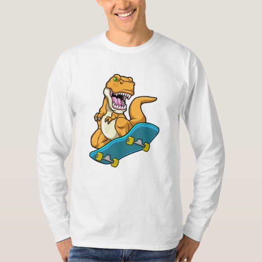 Dinosaur als Skater met Skateboard T-shirt (Voorkant)