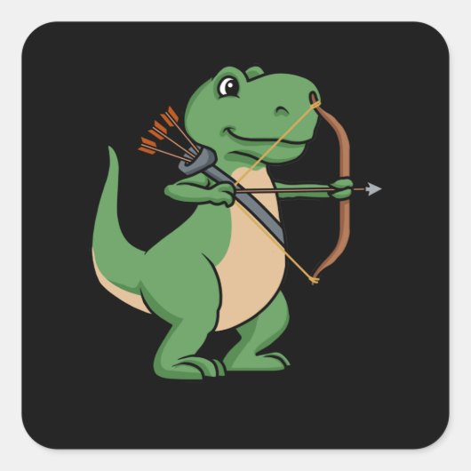 Dinosaur Archery Gift T Rex Bow Hunting Archery Vierkante Sticker (Voorkant)