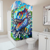 Dinosaur Art Douchegordijn (In situ)