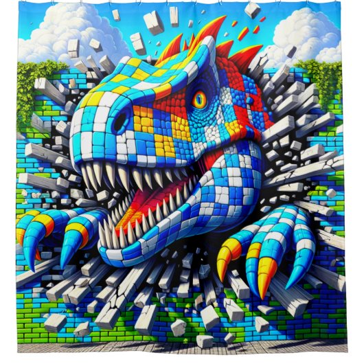 Dinosaur Art Douchegordijn (Voorkant)