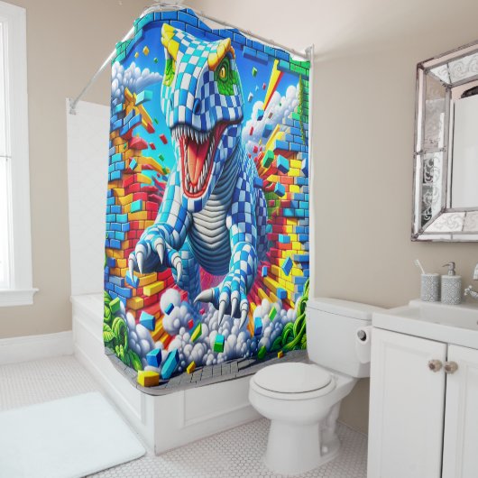 Dinosaur Art Douchegordijn (In situ)