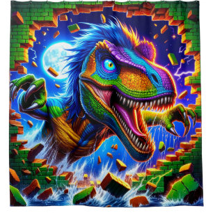 Dinosaur Art Douchegordijn