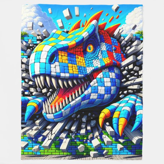 Dinosaur Art Fleece Deken (Voorkant)