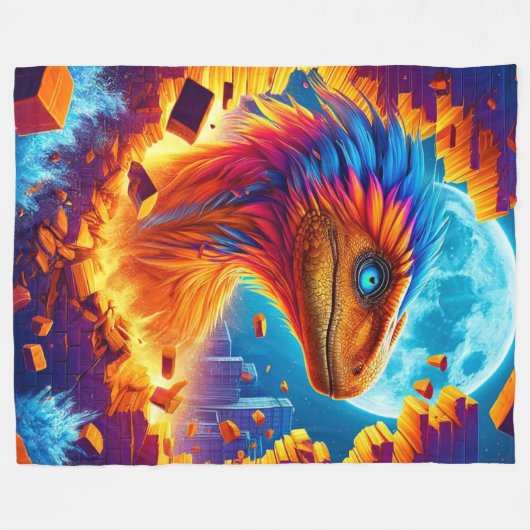 Dinosaur Art Fleece Deken (Voorkant (Horizontaal))