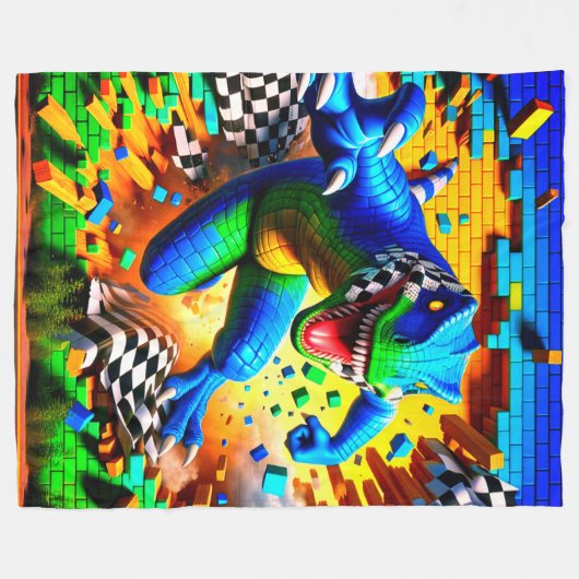 Dinosaur Art Fleece Deken (Voorkant (Horizontaal))