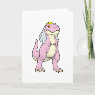 Dinosaur as Bride at Wedding with Veil Kaart