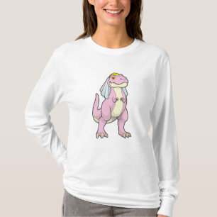 Dinosaur as Bride at Wedding with Veil T-shirt