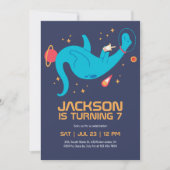 Dinosaur Astronaur Outer Space Kinderen, Birthday Kaart (Voorkant)