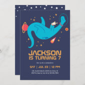 Dinosaur Astronaur Outer Space Kinderen, Birthday Kaart (Voorkant / Achterkant)