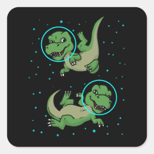 Dinosaur Astronaut Gift Kinder TRex Dinosaur Vierkante Sticker