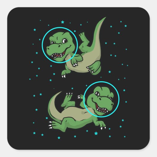 Dinosaur Astronaut Gift Kinder TRex Dinosaur Vierkante Sticker (Voorkant)