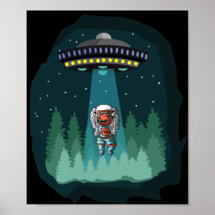 Dinosaur Astronaut UFO T-Rex Poster