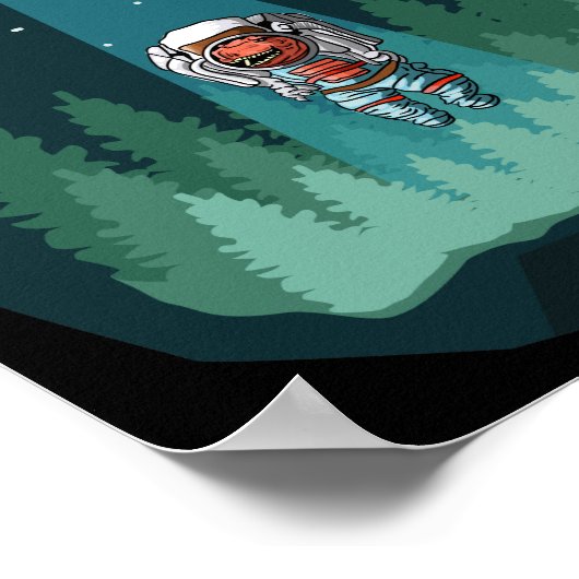 Dinosaur Astronaut UFO T-Rex Poster (Hoek)