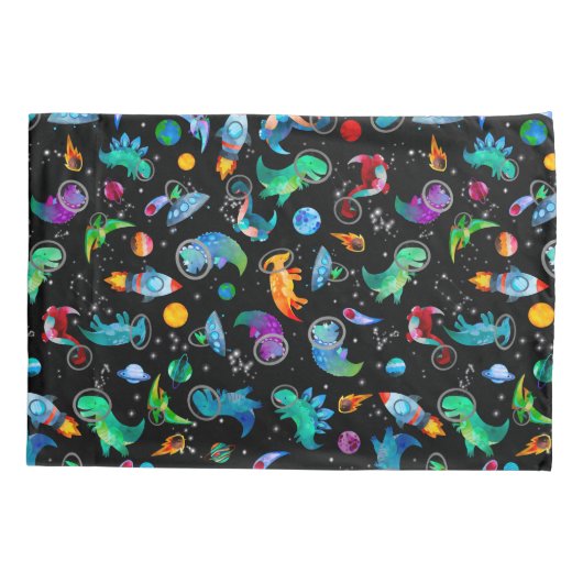 Dinosaur Astronauts Waterverf Ruimtevaart geperson Kussensloop (Achterkant)