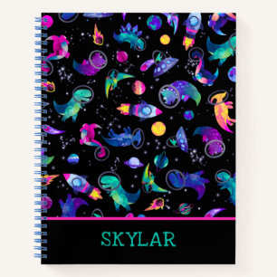 Dinosaur Astronauts Waterverf Ruimtevaart geperson Notitieboek