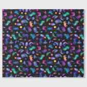 Dinosaur Astronauts Waterverf Space Dino Birthday Cadeaupapier (Vlak)