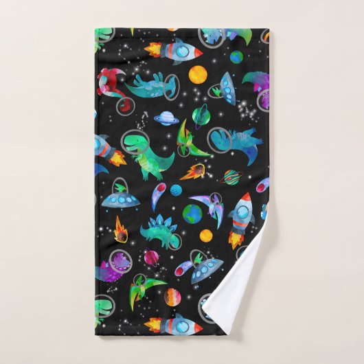 Dinosaur Astronauts Waterverf Space Kinder Dino Bad Handdoek (Handdoek)