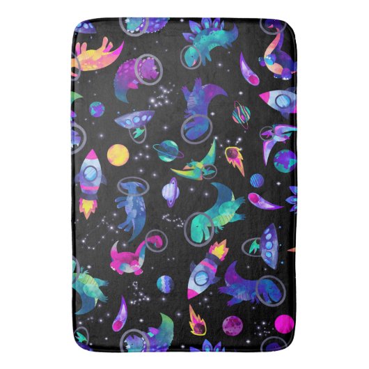 Dinosaur Astronauts Waterverf Space Kinder Dino Badmat (Voorkant Verticaal)