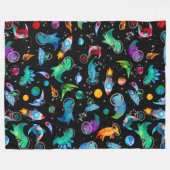 Dinosaur Astronauts Waterverf Space Kinder Dino Fleece Deken (Voorkant (Horizontaal))