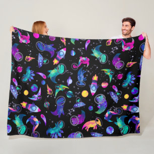 Dinosaur Astronauts Waterverf Space Kinder Dino Fleece Deken
