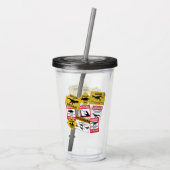 Dinosaur Attentie Signs Acryl Drinkbeker (Achterkant)