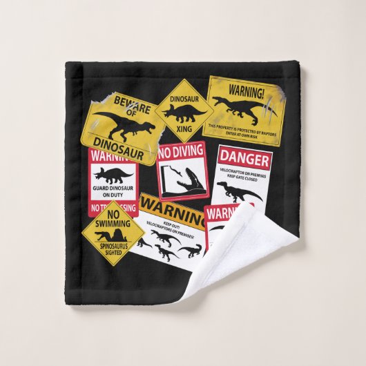 Dinosaur Attentie Signs Bad Handdoek (Wasdoekje)