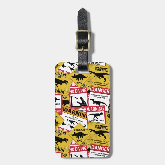 Dinosaur Attentie Signs Bagagelabel (Voorkant verticaal)